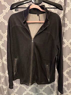 Theory Black Zip-Front soft Jacket unisex sizing appears like a denim but soft